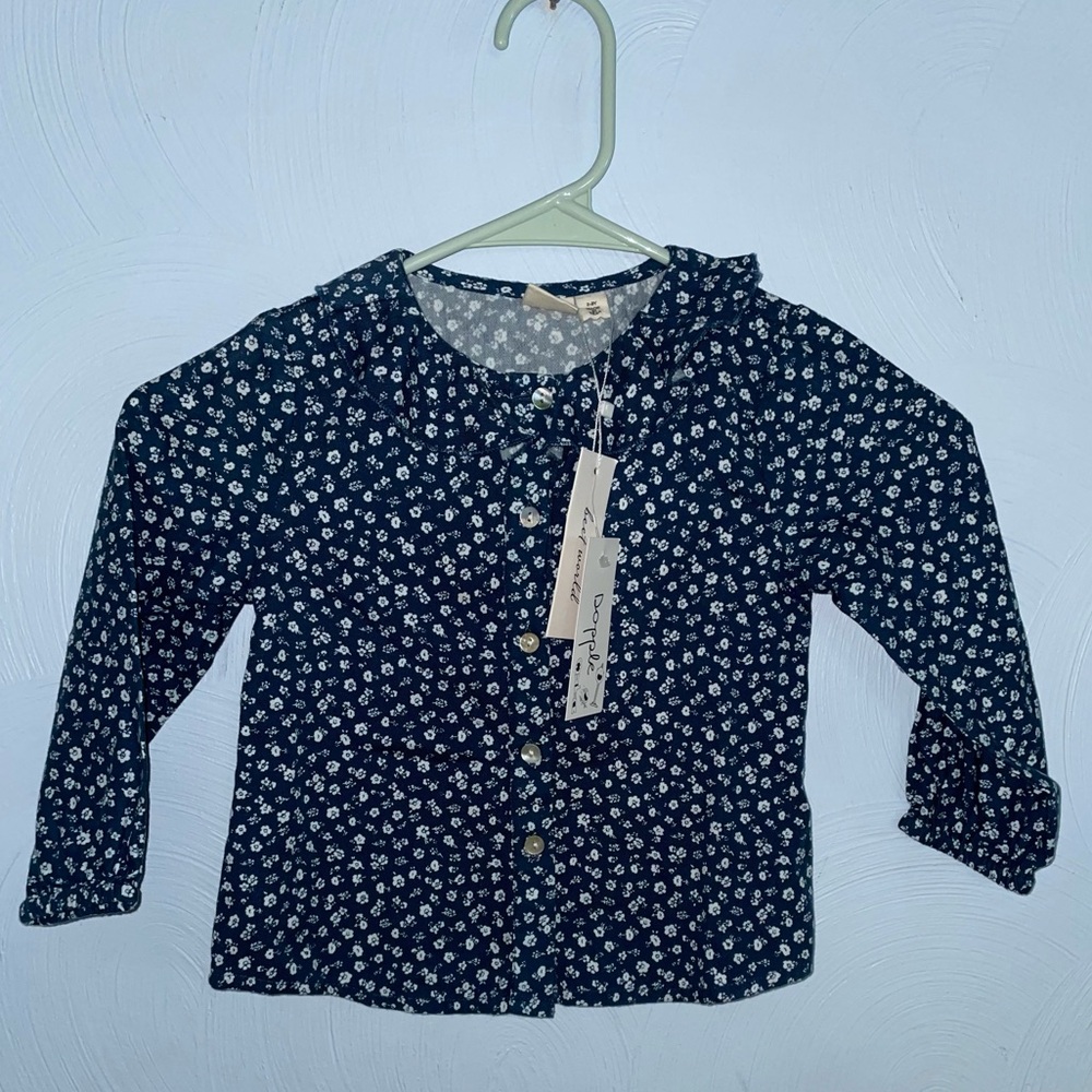 NWT Girl’s 2-3 Years Beet World Navy Floral Blouse